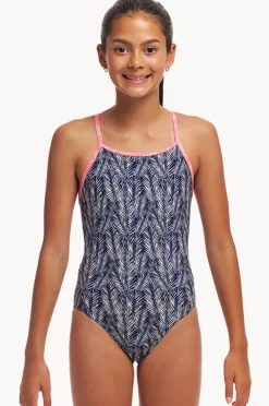 One Pieces|Funkita Girls Pressure Palm Diamond Back One Piece Navy/white