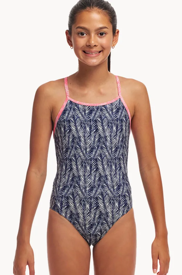 One Pieces|Funkita Girls Pressure Palm Diamond Back One Piece Navy/white
