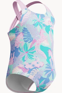 One Pieces|Speedo Girls Print Cross Back One Piece Pink/Green