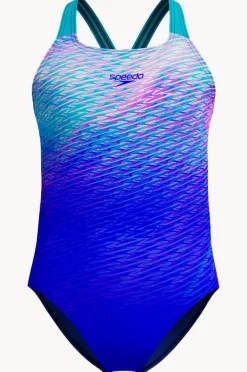 One Pieces|Speedo Girls Print Placement Powerback One Piece Sapphire