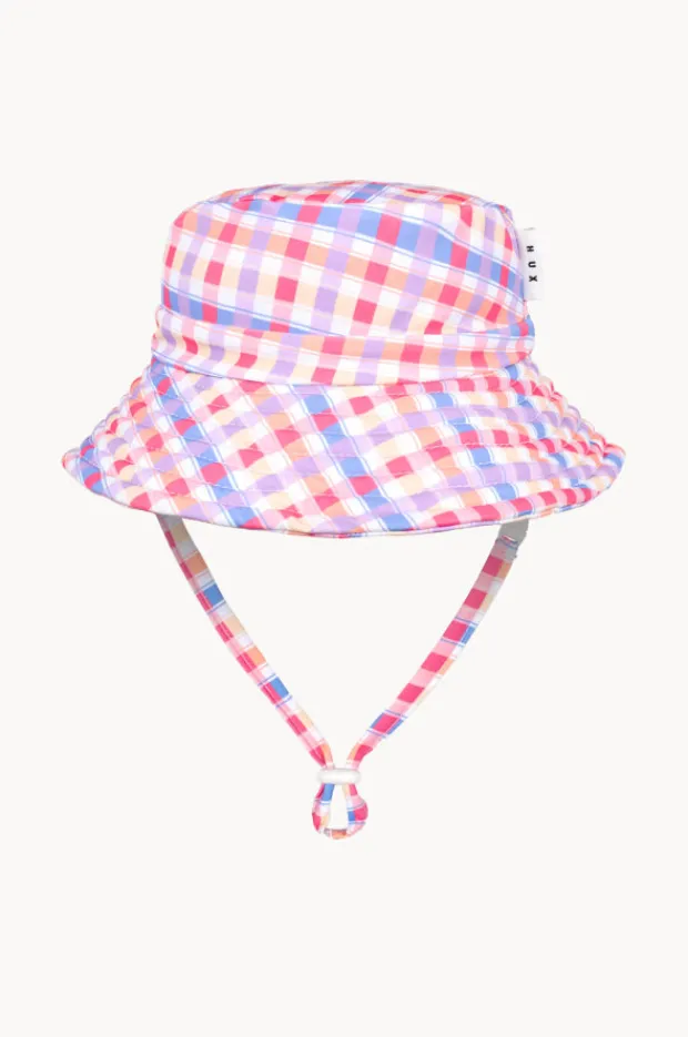 Hats|Huxbaby Girls Rainbow Check Swim Hat Multi