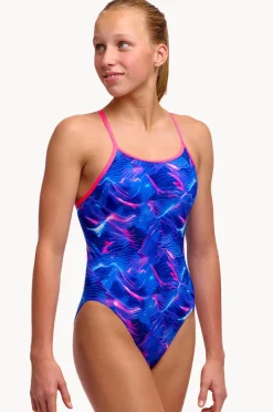 One Pieces|Funkita Girls Rising Tide Diamond Back One Piece Blue/pink