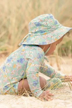 Hats|Toshi Girls Sea Blossom Swim Sunhat Seagreen