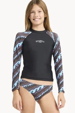 Rashies & Sunsuits|Billabong Girls Sea Level Suntop Set Off Black
