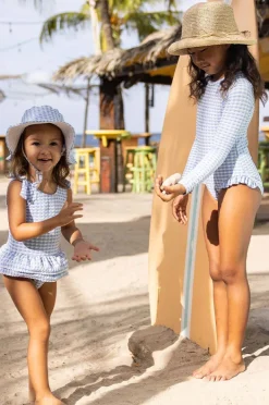 Rashies & Sunsuits|Snapper Rock Girls Seaside Gingham Sunsuit Blue