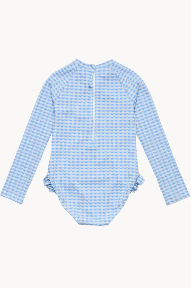 Rashies & Sunsuits|Snapper Rock Girls Seaside Gingham Sunsuit Blue