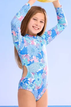 Rashies & Sunsuits|Seafolly Girls Girls Sol De Sur Sunsuit Blue/Pink