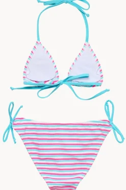 Bikini Sets|Snapper Rock Girls Sorbet Stripe Tri Set Blue/pink