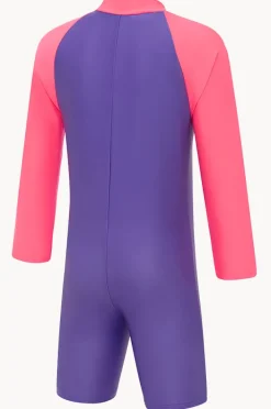 Rashies & Sunsuits|Rashies & Sunsuits|Speedo Girls Splice Long Sleeve Sunsuit Purple/Pink