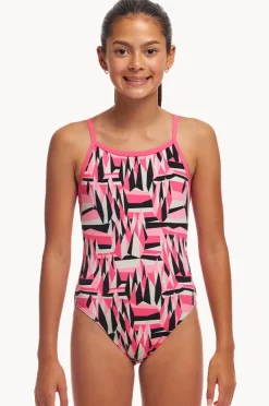 One Pieces|Funkita Girls Sugar Hits Single Strap One Piece Pink/black