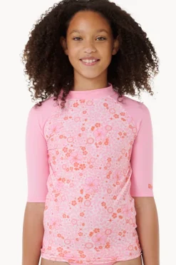 Rashies & Sunsuits|Rip Curl Girls Summer Sol Short Sleeve Suntop Taffy pink