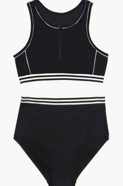 Bikini Sets|Salty Ink Girls Summer Tribe Zip Crop Set BLACK