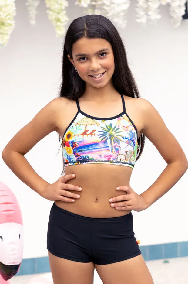 Bikini Sets|Salty Ink Girls Summer Vacay Crop Set Black/Multi