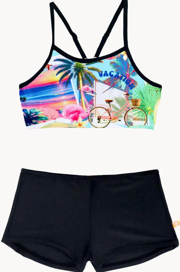 Bikini Sets|Salty Ink Girls Summer Vacay Crop Set Black/Multi