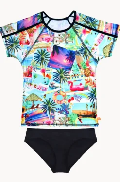 Rashies & Sunsuits|Rashies & Sunsuits|Salty Ink Girls Summer Vacay Suntop Set Black/Multi