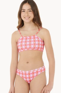 Bikini Sets|Rip Curl Girls Sunset Check Rib Crop Set Pink