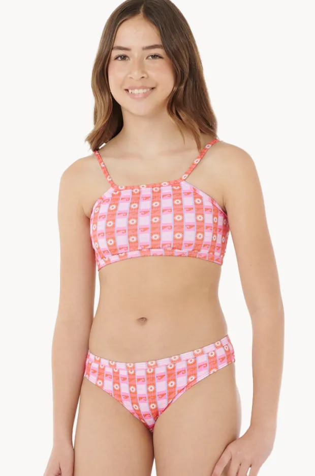 Bikini Sets|Rip Curl Girls Sunset Check Rib Crop Set Pink