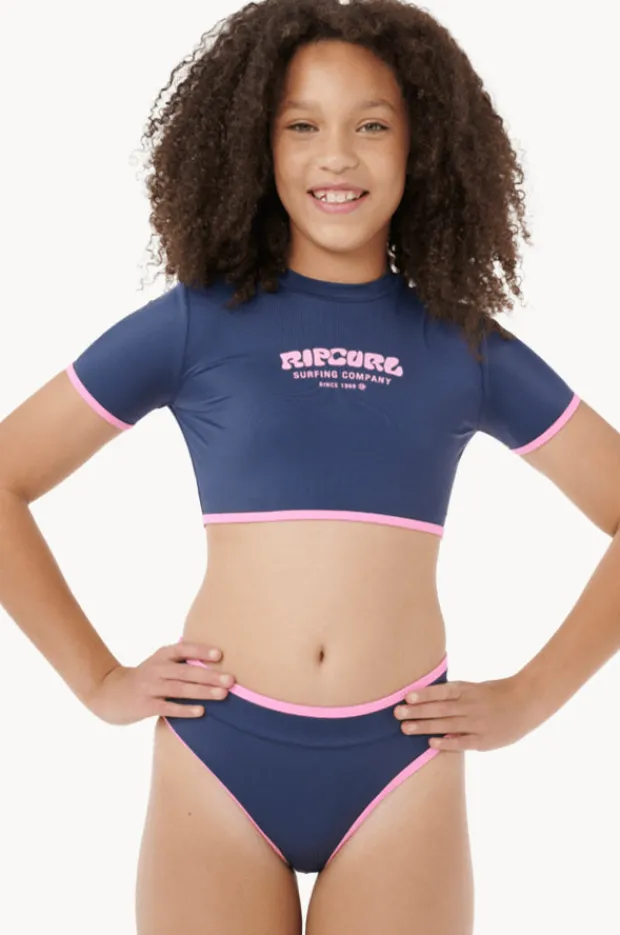 Rashies & Sunsuits|Rip Curl Girls Surf Puff Crop Suntop Set Navy