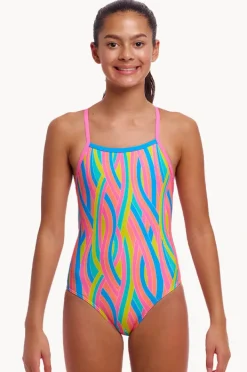 One Pieces|Funkita Girls Swirly Straws Strapped In One Piece Multi