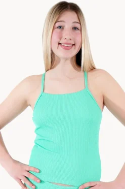Teen Girls Separates|Base Swim Girls Textured Scoop Tankini Separate Apple