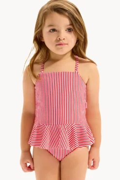One Pieces|Seafolly Girls Girls Textured Stripe One Piece Chilli Red