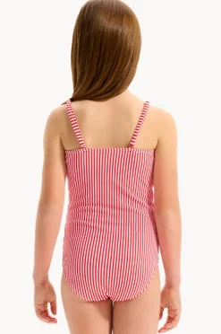 One Pieces|Seafolly Girls Girls Textured Stripe Tie Front One Piece Chilli Red