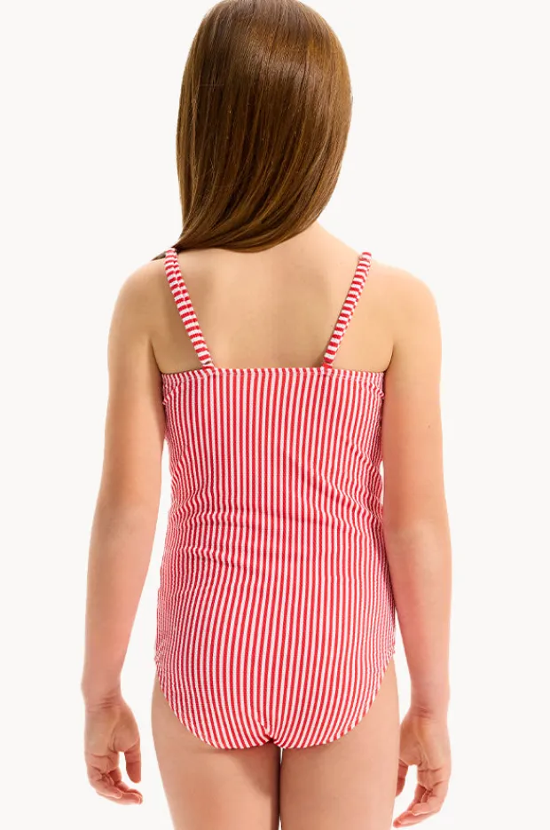 One Pieces|Seafolly Girls Girls Textured Stripe Tie Front One Piece Chilli Red