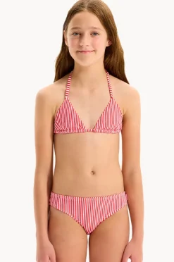 Bikini Sets|Seafolly Girls Girls Textured Stripe Tri Set Chilli Red
