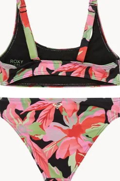 Bikini Sets|Roxy Girls The Moves Floral Active Bralette Set Black/Multi