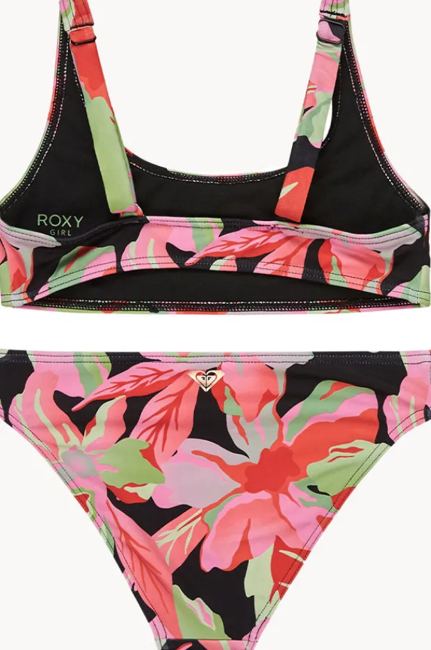 Bikini Sets|Roxy Girls The Moves Floral Active Bralette Set Black/Multi