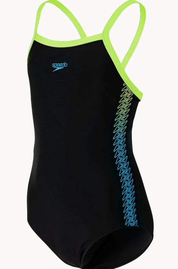 One Pieces|Speedo Girls Thinstrap Muscleback One Piece Black/blue