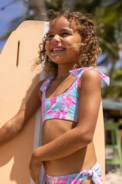 Bikini Sets|Snapper Rock Girls Tropical Glow Crop Set Blue/Pink