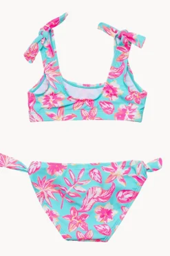 Bikini Sets|Snapper Rock Girls Tropical Glow Crop Set Blue/Pink