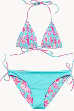 Bikini Sets|Snapper Rock Girls Tropical Glow Tri Set Blue/Pink