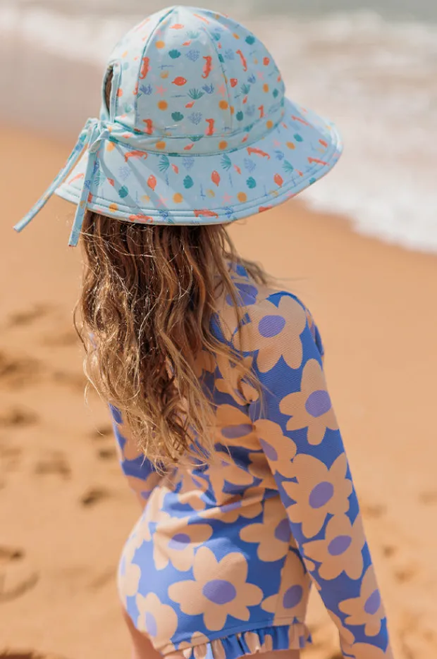 Hats|Acorn Girls Tropical Reef Swim Hat Aqua