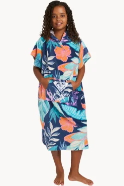 Towel Robes & Ponchos|Towel Robes & Ponchos|Roxy Girls Tropical Stay Magical Hooded Towel Indigo