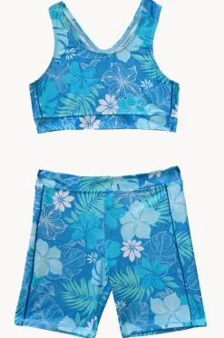 Bikini Sets|Salty Ink Girls Tropicana Action Crop Set Blue