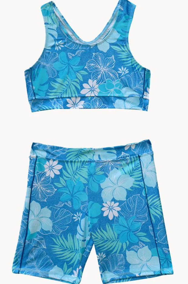 Bikini Sets|Salty Ink Girls Tropicana Action Crop Set Blue