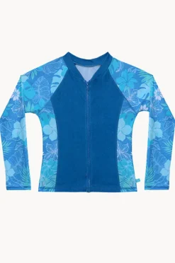 Rashies & Sunsuits|Salty Ink Girls Tropicana Long Sleeve Suntop Blue