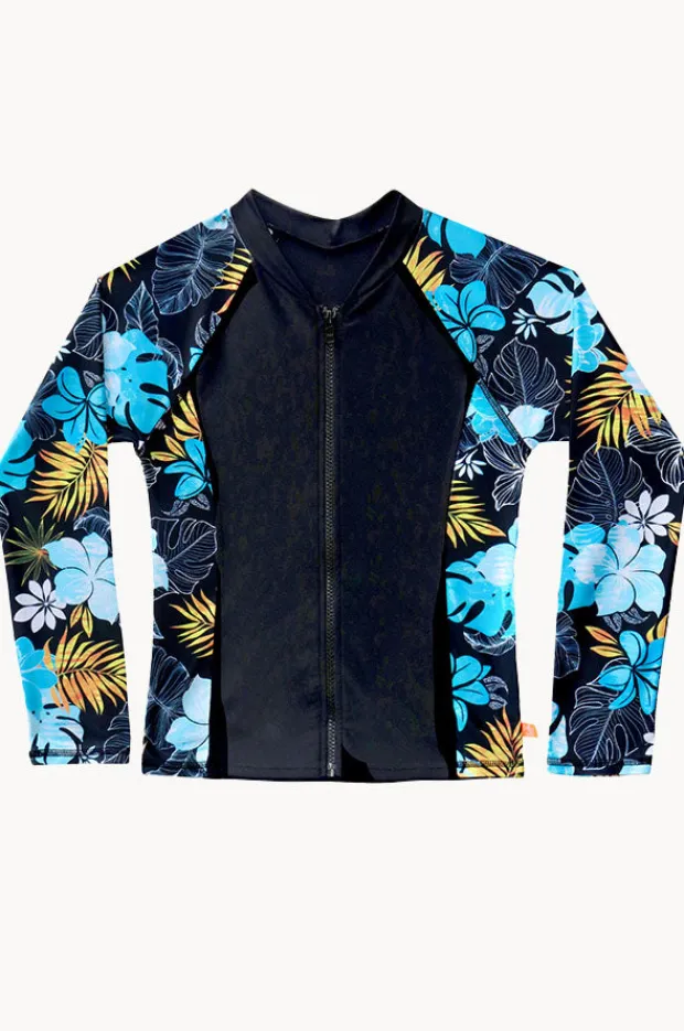 Rashies & Sunsuits|Salty Ink Girls Tropicana Long Sleeve Suntop Black