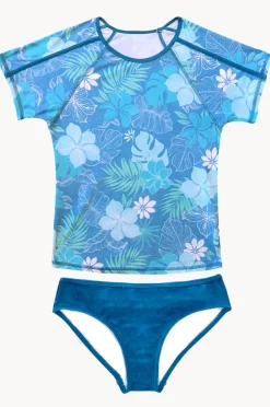 Rashies & Sunsuits|Salty Ink Girls Tropicana Suntop Set Blue