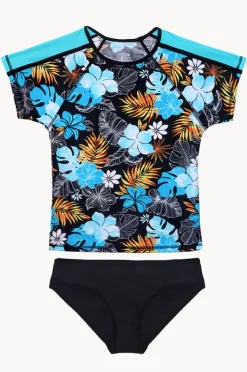 Rashies & Sunsuits|Salty Ink Girls Tropicana Suntop Set Black