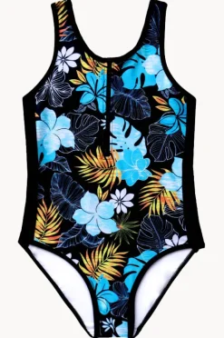 One Pieces|Salty Ink Girls Tropicana Zip One Piece Black