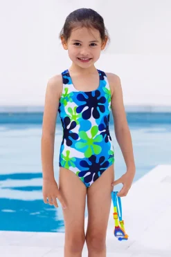 One Pieces|Zoggs Girls Wild Child Action Back One Piece Green/Blue