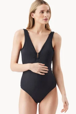 One Pieces|Ripe Maternity Havana Rib One Piece BLACK