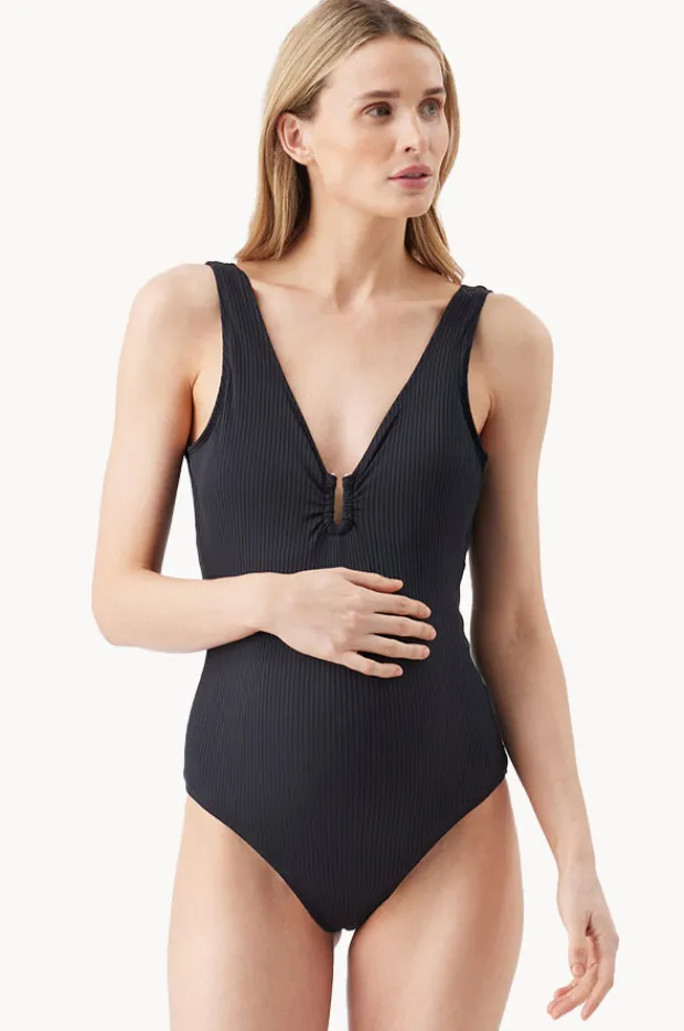 One Pieces|Ripe Maternity Havana Rib One Piece BLACK