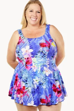 One Pieces|T.h.e. Swimwear Hawaiian Holiday Swim Dress + Blue/Pink