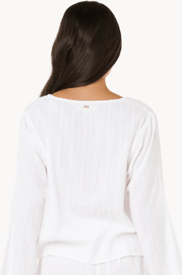 Tops|Rip Curl Haze Tie Front Long Sleeve Top WHITE
