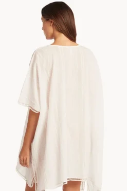 Overswim|Sea Level Heat Wave Kaftan White
