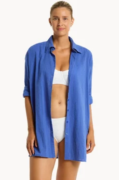 Overswim|Sea Level Heatwave Cover Up Shirt Blue